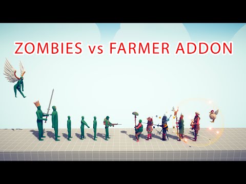 ZOMBIES Team vs FARMER ADDON Team - Totally Accurate Battle Simulator TABS