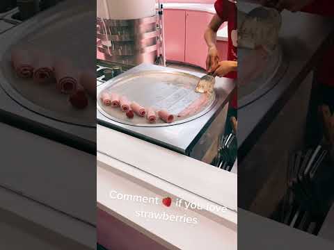 #rolled_ice_cream | strawberry rolled ice cream in 23 seconds