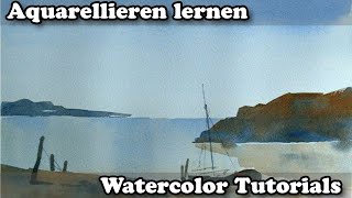 Aquarell: Einfacher Farbverlauf beim Himmel