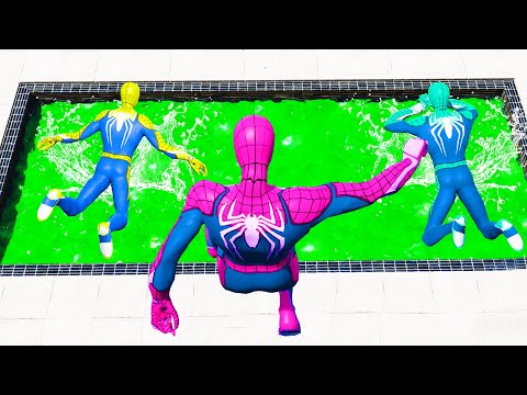 GTA 5 Rainbow Spiderman Jumping Into Toxic Pool (Ragdolls/Euphoria Physics) #5