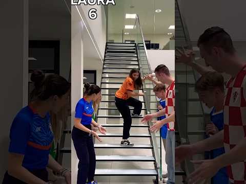 QUEM DESCER A ESCADA PISANDO EM MENOS DEGRAUS VENCE! #shorts #viral #challenge