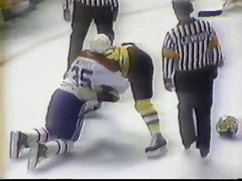 Keith Crowder vs Mike McPhee Round 3 & Montreal Canadiens vs Boston Bruins Line Brawl 1986