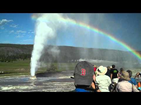 Yellowstone - BeeHive Geyser and Old Faithful erupt together 7-19-2011.MP4