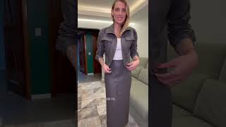 Video do Saia Midi Courino Premium Cinza