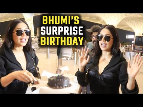 Bhumi Pednekar Gets Surprise From Media Cuts Cake On Airport