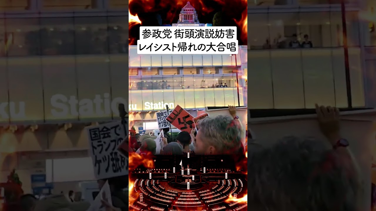 【参政党 最新】街頭演説が妨害でめちゃくちゃ 支持者と反参政党派が新宿で衝突【参政党】