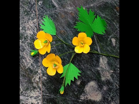 How to make Paper Flowers Buttercup / Ranunculus acris ( flower # 199)