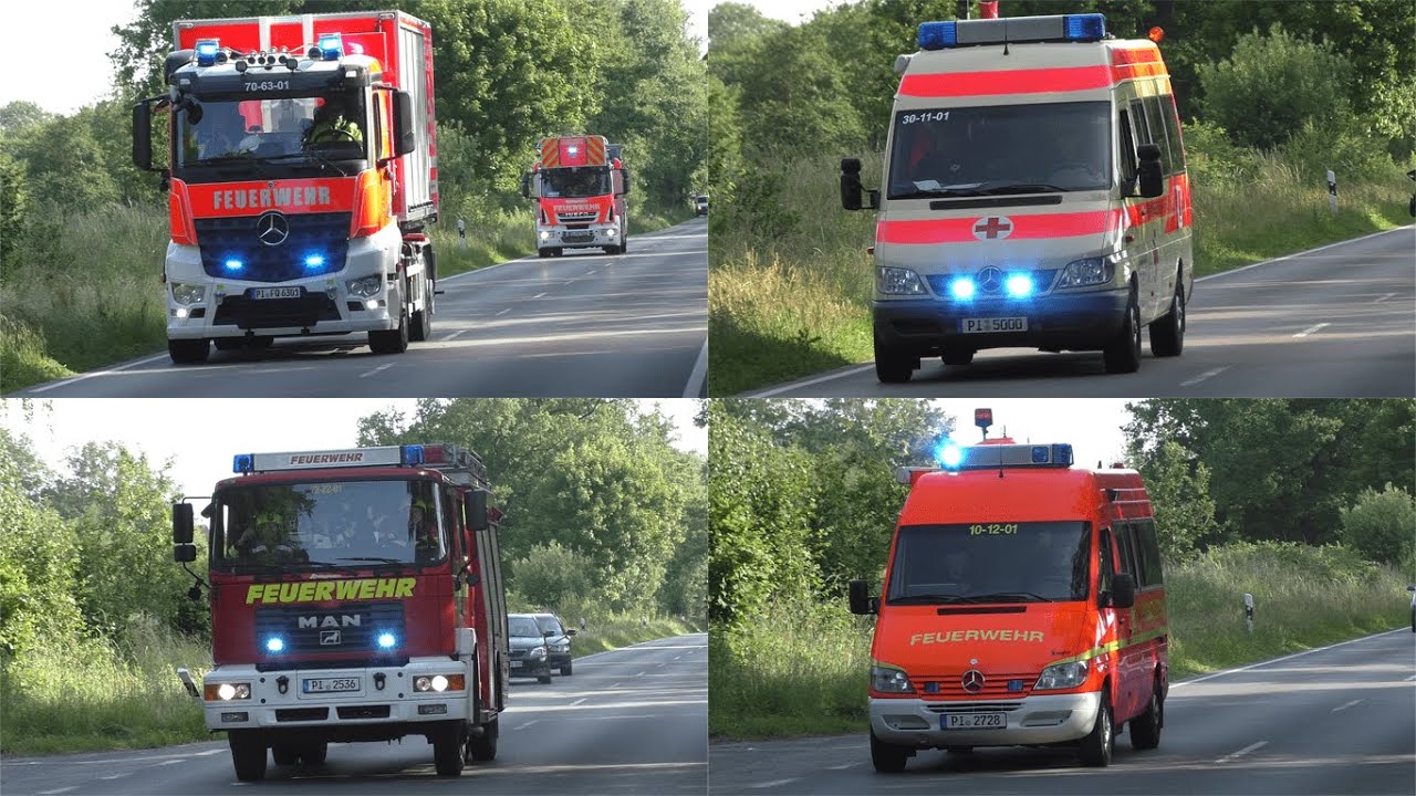 [Schwerer Zugunfall am Bahnübergang!] Einsatzfahrten zur Großübung in Quickborn (Kreis Pinneberg)