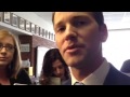 Cong. AARON SCHOCK talks to reporters at Peoria.