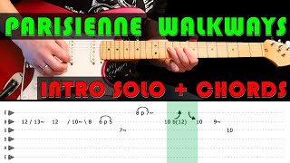 PARISIENNE WALKWAYS - Guitar lesson - Intro solo with tabs and chords (fast & slow) - Gary Moore