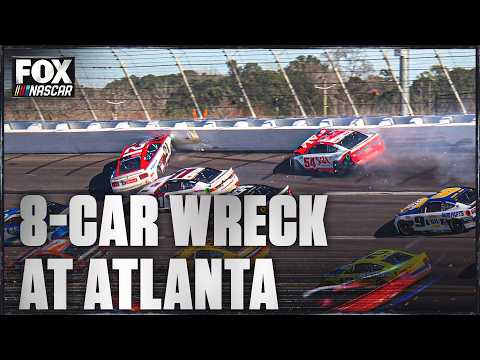 Ty Gibbs and Josh Berry involved in eight-car wreck on Lap 82 at Atlanta | NASCAR on FOX