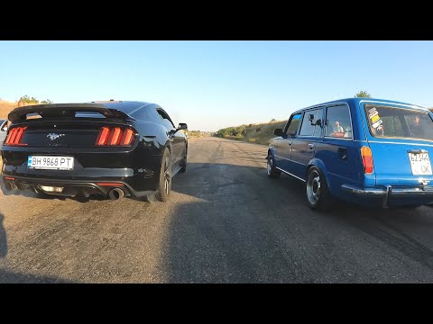 Vaz 2102 engine 3.5 vs Ford Mustang 2 3 turbo stage1 350HP