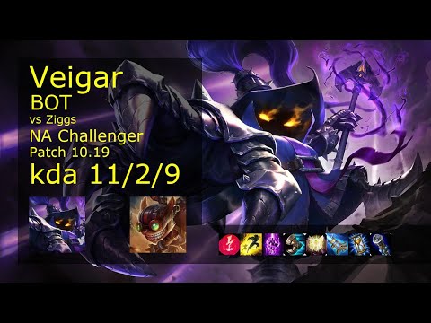 Veigar Bot & Zilean vs Ziggs & Senna - NA Challenger 11/2/9 Patch 10.19 Gameplay