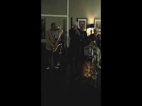 Paul (Schepp) Scheberle sitting in on drums with a very hot 42nd Street Jazz Band at Olive or Twist