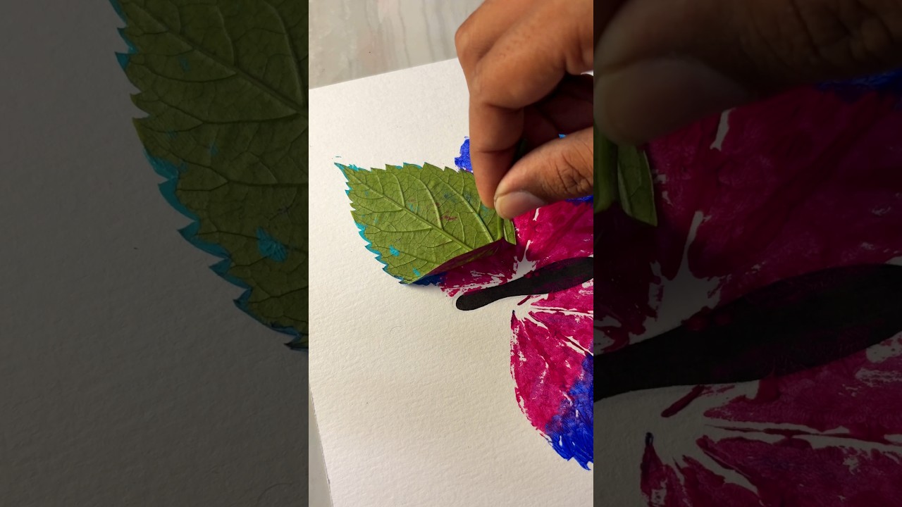 What a Brilliant Idea 😍 Painting With Leaf🌿 #Art #Nature #Creativity #Painting #Leaves