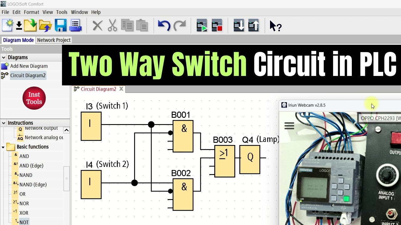 Two Way Switch Circuit - PLC Function Block Diagram Logic