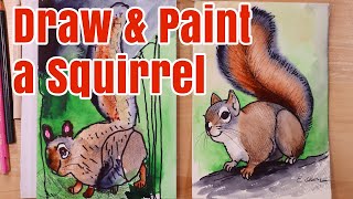 How to Draw and Paint a Squirrel - Kids Watercolor Tutorial