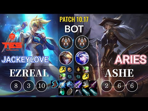 TES JackeyLove Ezreal vs Aries Ashe Bot - KR Patch 10.17