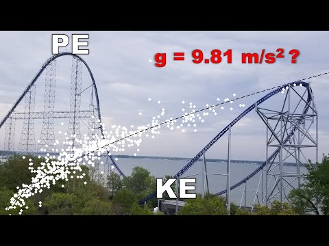 Does Kinetic = Potential Energy? Finding g=9.81 from a 1,000 Roller Coaster Stats