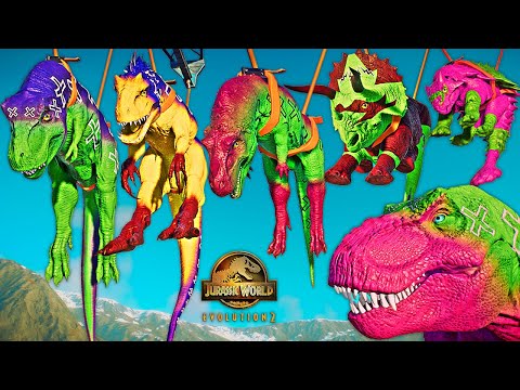 XENO Colorful Carnivores! Baryonyx Vs Indoraptor Ceratosaurus T-REX Jurassic World Evolution 2 Fight