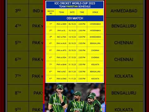 icc world cup 2023 pakistan schedule / world cup 2023 Pakistan schedule
