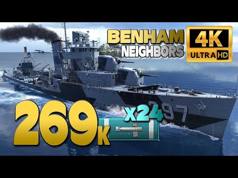 Destroyer Benham on map Neighbors, 269k damage - World of Warships