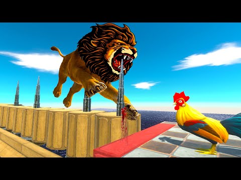 CHALLENGE of Dangerous Bridges to Catch Rooster - Animal Revolt Battle Simulator