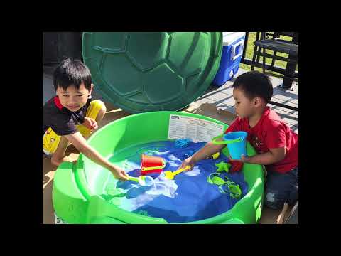 summer playing  with our sand box #xander #andre #summertime
