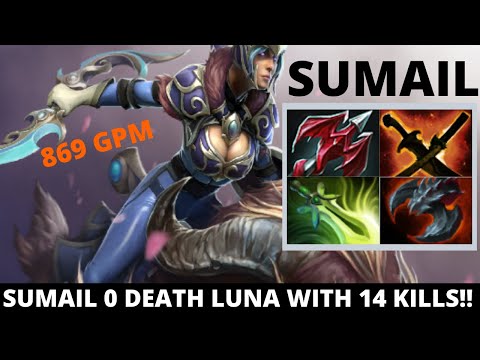 SUMAIL 0 DEATH FARMING LUNA WITH 14 KILLS FULL GAMEPLAY DOTA2 TV
