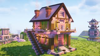 Minecraft: How to build Cherry Blossom Village 4/20 - House Tutorial