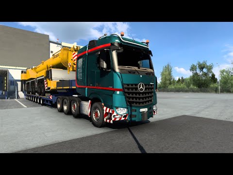 ETS 2 MOD  (1.43) Mercedes-Benz Arocs 4158 8x4 Liebherr LTM1300 Delivery From Vyborg to Kouvola