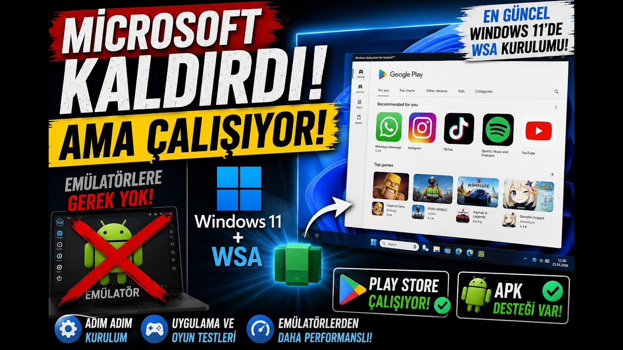 Emülatörlere SON! Windows 11'e WSA Kurulumu! (Play Store & APK Desteği)