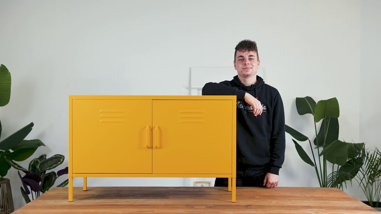 MaximaVida metalen TV lockerkast Finn 100 x 40 x 64 cm ivoor - 1 schap