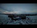 Frozen Harbor:Aerial Video of Frozen Ocean ...