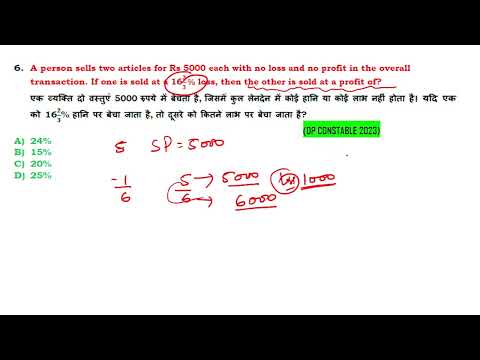 A person sells two articles for Rs 5000 each with no loss and no profit in the overall transaction.