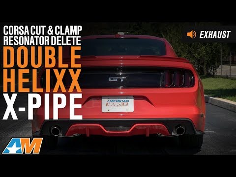 2015-2018 Mustang GT Corsa Cut and Clamp Resonator Delete Double Helixx X-Pipe Sound Clip & Install