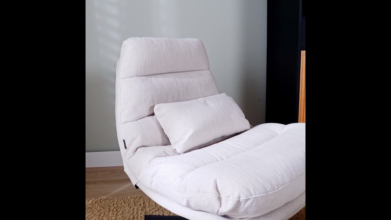 Fauteuil pivotant avec pouf Cristo tissu lin vert olive