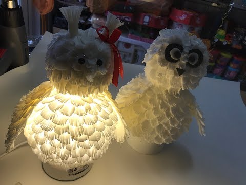 Сова светильник из изолона. Эксперимент с глазками.