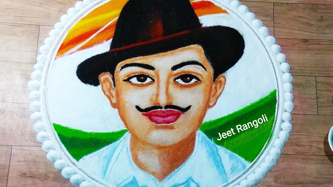 Bhagat singh republic day special portrait rangoli design by jeet rangoli