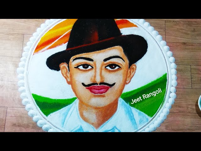 Bhagat singh republic day special portrait rangoli design by jeet rangoli