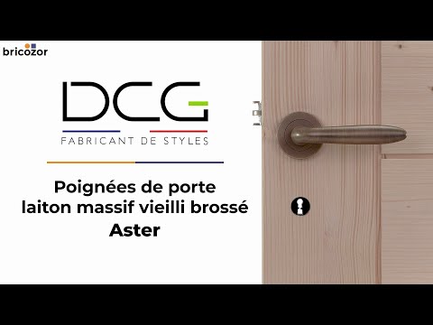 Poignées de porte sur rosaces - laiton massif vieilli brossé - Aster DCG