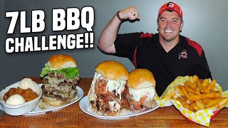 Big 7lb BBQ Challenge w/ Brisket, Burgers, & Memphis Pulled Pork!!