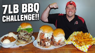 Big 7lb BBQ Challenge w/ Brisket, Burgers, &amp; Memphis Pulled Pork!!