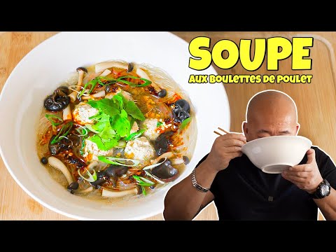 Quick Chicken Meatball Soup with Transparent Vermicelli and Black Mushrooms