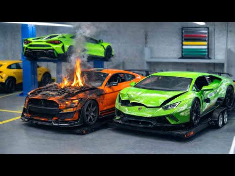 Crashed Mustang GT500 & Crashed Lamborghini Huracan - Full Rebuild -  Mini Garage Restoration