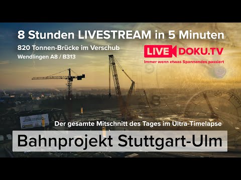 Referenzprojekt: Brückenverschub Wendlingen 20.02.2021 / Timelapse / Neubaustrecke Stuttgart-Ulm
