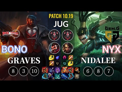 KT Bono Graves vs GEN Nyx Nidalee Jungle - KR Patch 10.19