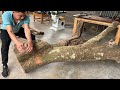 Building a Spectacular and Imposing Table from a Giant and Regal Tree Trunk: A Woodworking Feat