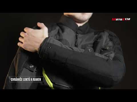 Bunda na motorku Rebelhorn Borg černo tmavě šedo fluo žlutá