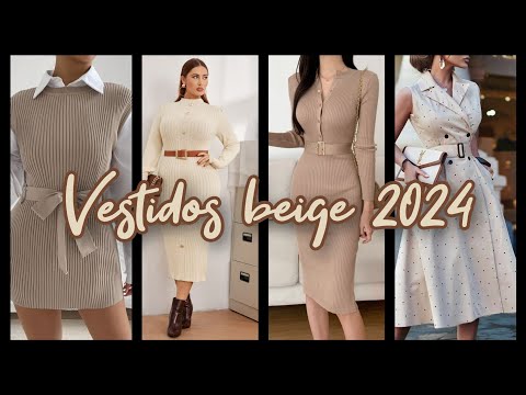 VESTIDOS  BEIGE 2024#moda #tendency #vestidosdemoda #modafemenina